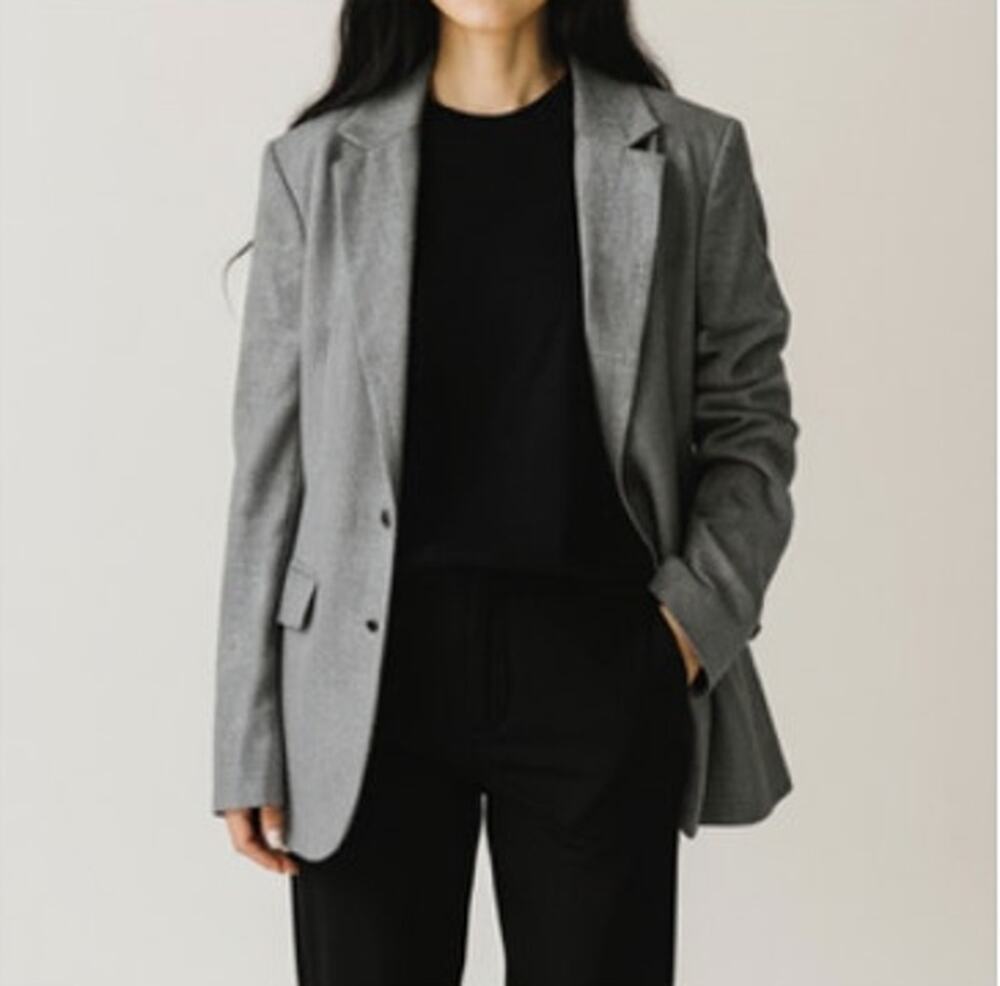 ZARA Gray Tailored Double Button Blazer Women's Small Glen 540